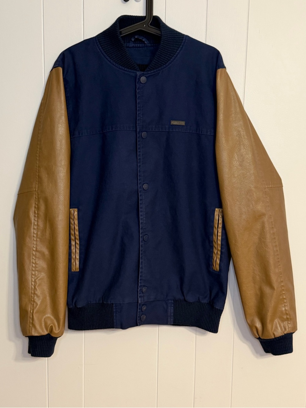Vintage KR3W Wilcox Indigo Canvas Varsity Bomber Jacket - Size XL